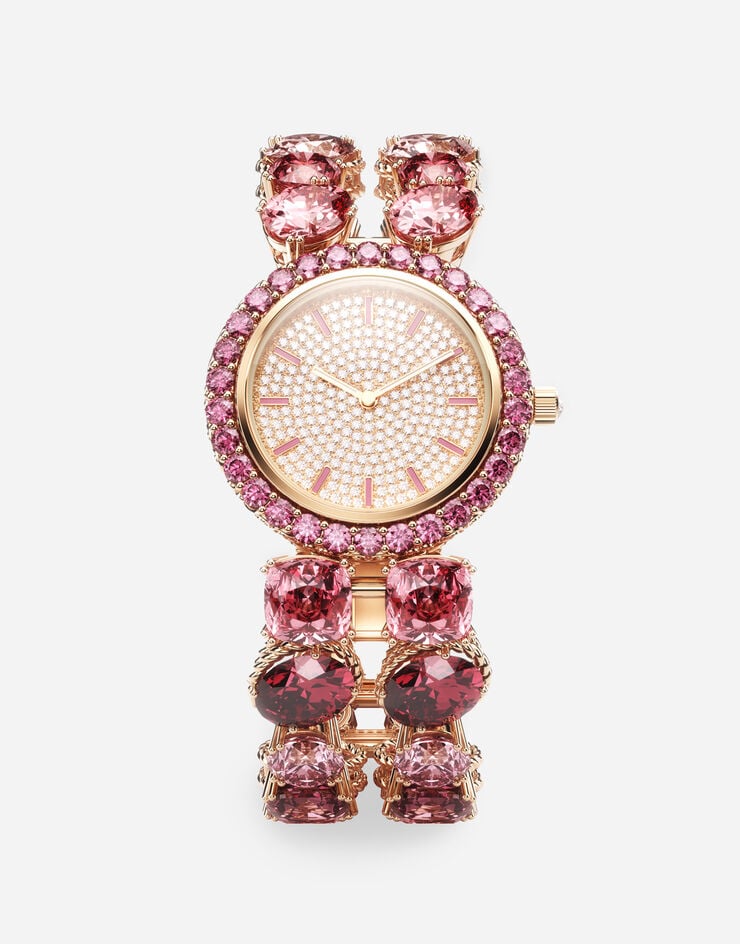 Dolce & Gabbana Rainbow Monochrome Watch 18-carat yellow gold and pink tourmalines Red WWQA1GWQM01