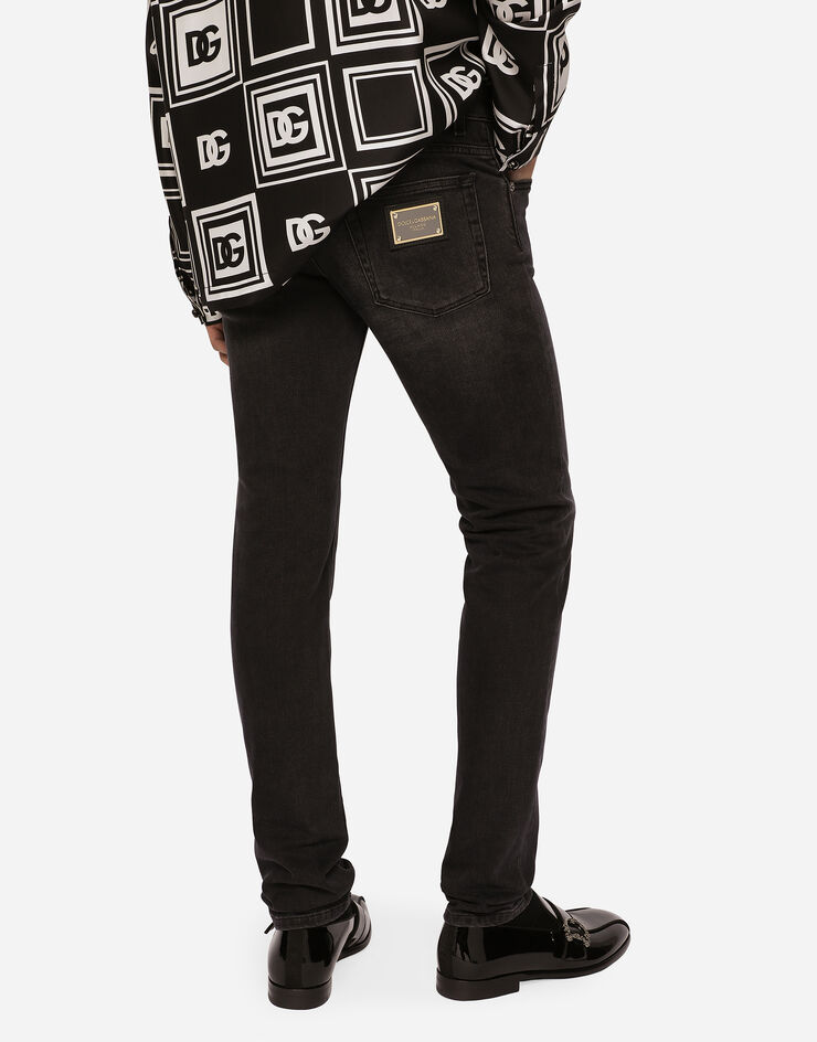 Dolce & Gabbana جينز سكيني مرن أسود مغسول متعدد الألوان GY07LDG8ET2