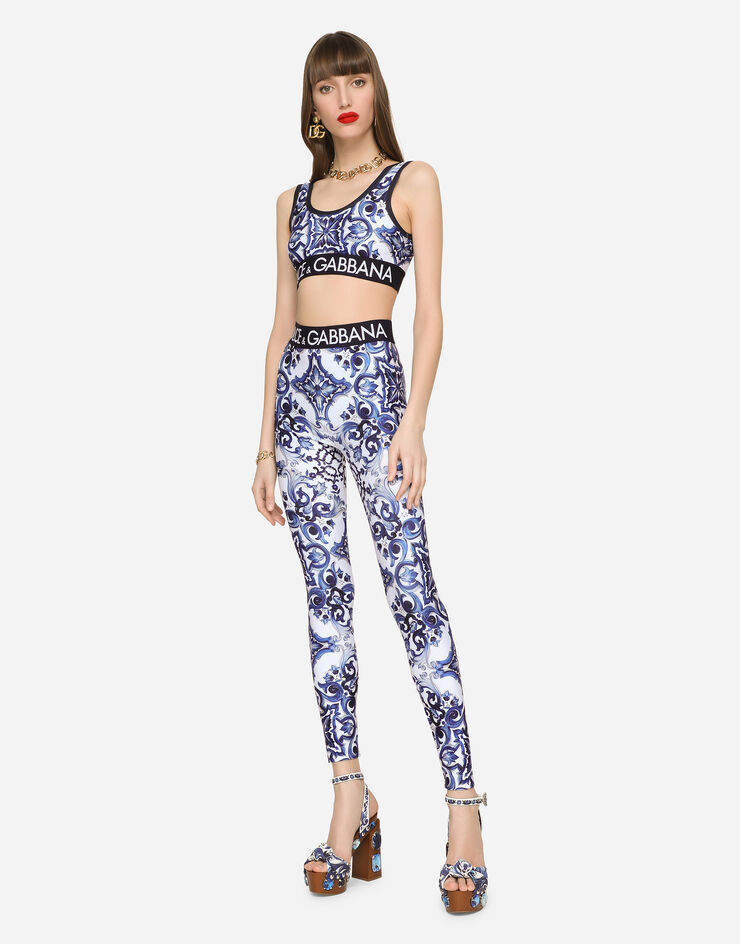 Printed technical jersey leggings in multicoloured - Dolce Gabbana