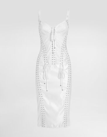 Dolce & Gabbana Calf-length dress with corset detailing Print F6IAPTFSUBV
