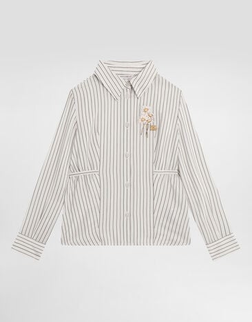 Dolce & Gabbana Wide pinstripe canvas shirt Multicolor L56S44FBTAL