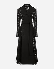 Dolce & Gabbana Belted double-breasted crepe and lace coat Multicolor FXJ33TJEMO9