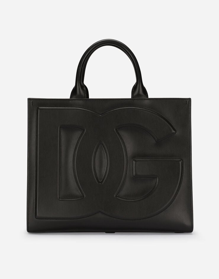 Dolce & Gabbana 카프스킨 미디엄 DG 데일리 쇼퍼백 블랙 BB7277AQ269
