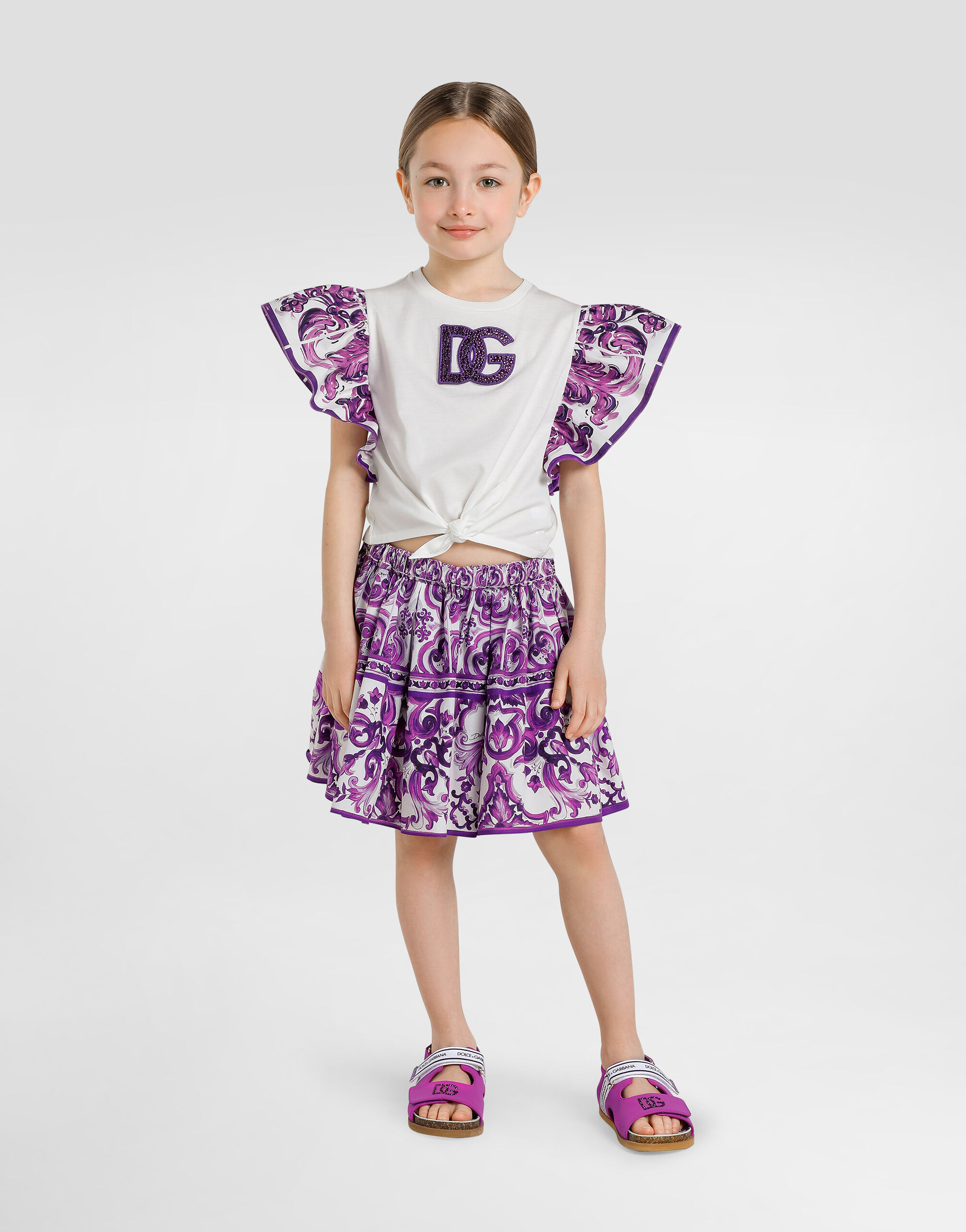 スカート Dolce & Gabbana Multicolor Cotton Skirt DOLCE & GABBANA Graphic Print Full Cotton Skirt in Red Size