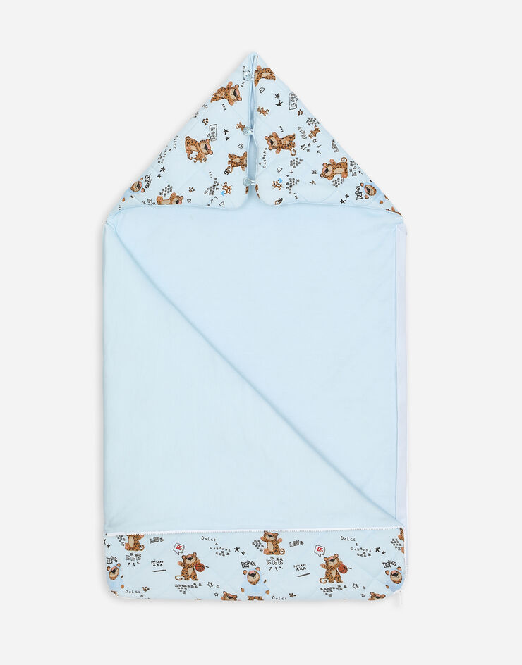 Dolce & Gabbana Nid d’ange en jersey à imprimé bébé léopard Bleu Ciel LNJAD8G7G0H