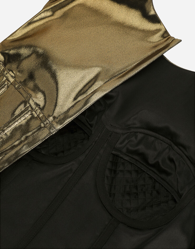 Dolce&Gabbana Short foiled satin corset top Gold F79BSTFURMT
