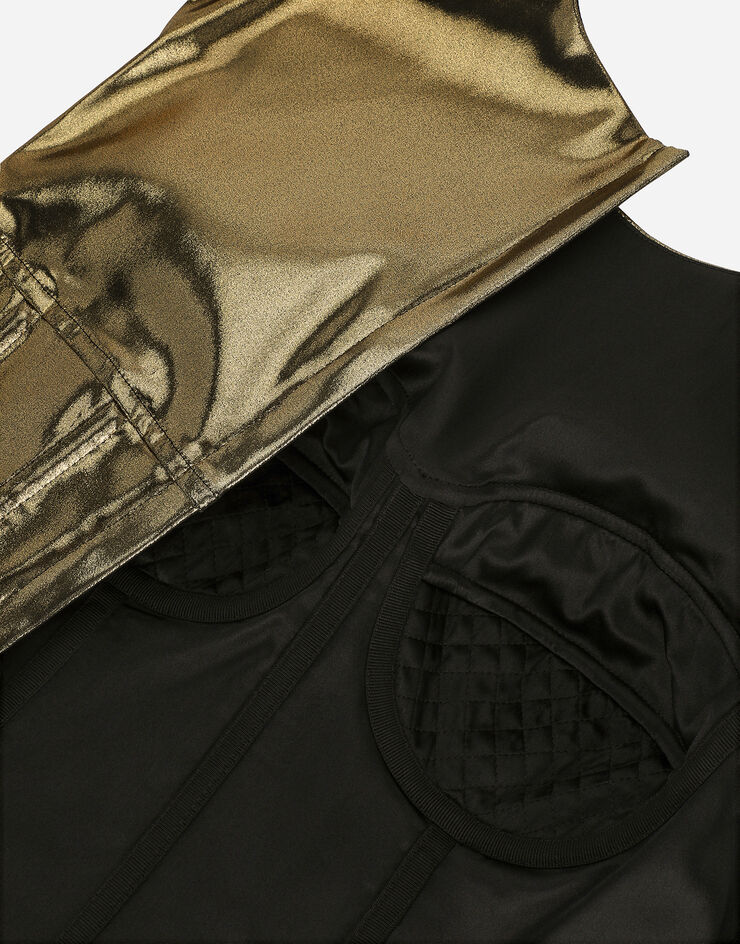 Dolce&Gabbana Top corto tipo corsé de raso revestido Doré F79BSTFURMT