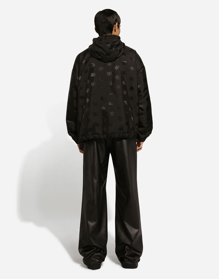 Dolce & Gabbana Nylon jacket with hood and jacquard logo Black G9ZB4TFJSB6