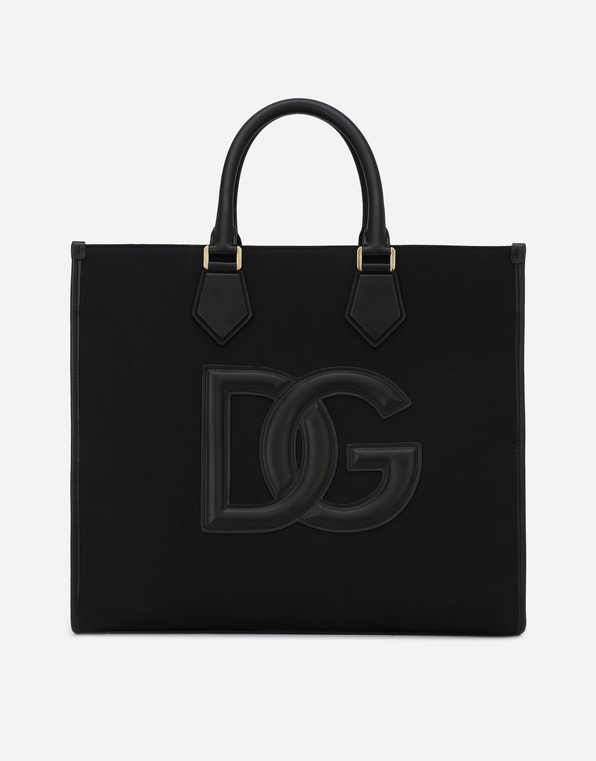 Dolce & Gabbana Canvas shopper with calfskin nappa details Black BM2272AG182