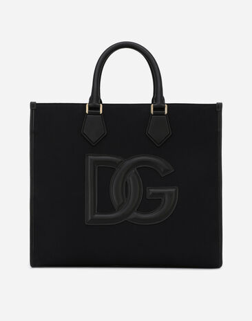 Dolce & Gabbana Canvas shopper with calfskin nappa details Grey BM2415AF984