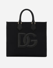 Dolce & Gabbana Canvas shopper with calfskin nappa details Black BM2012AG182