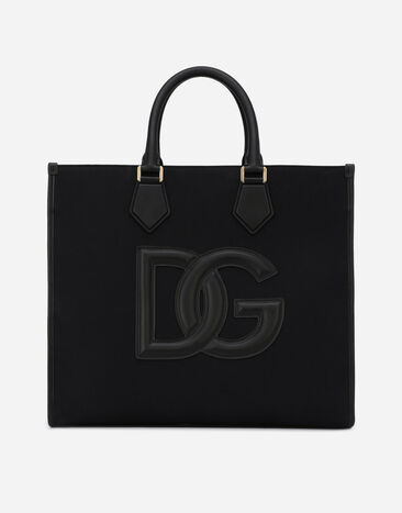 Dolce & Gabbana ショッピングバッグ キャンバス ナッパカーフスキンディテール ブラック BC4646AX622