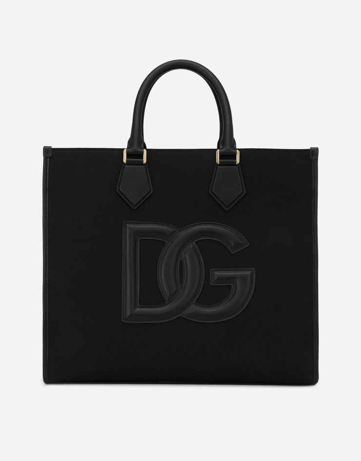 Dolce & Gabbana 纳帕小牛皮细节帆布购物袋 黑 BM1796AA451