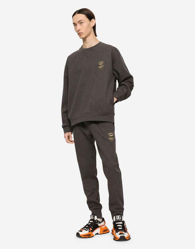 Dolce & Gabbana Jersey-Sweatshirt mit Stickerei Grau G9VA5ZHU7IE