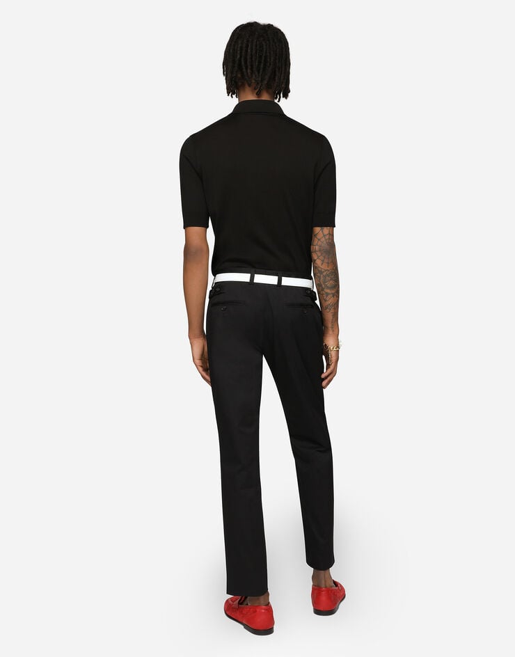 Dolce&Gabbana Pantalon en coton stretch Noir GY6IETFUFJR