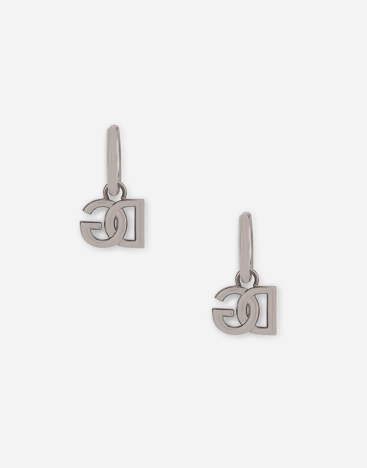 Dolce & Gabbana Hoop earrings with DG logo pendants Silver WEN5L3W1111