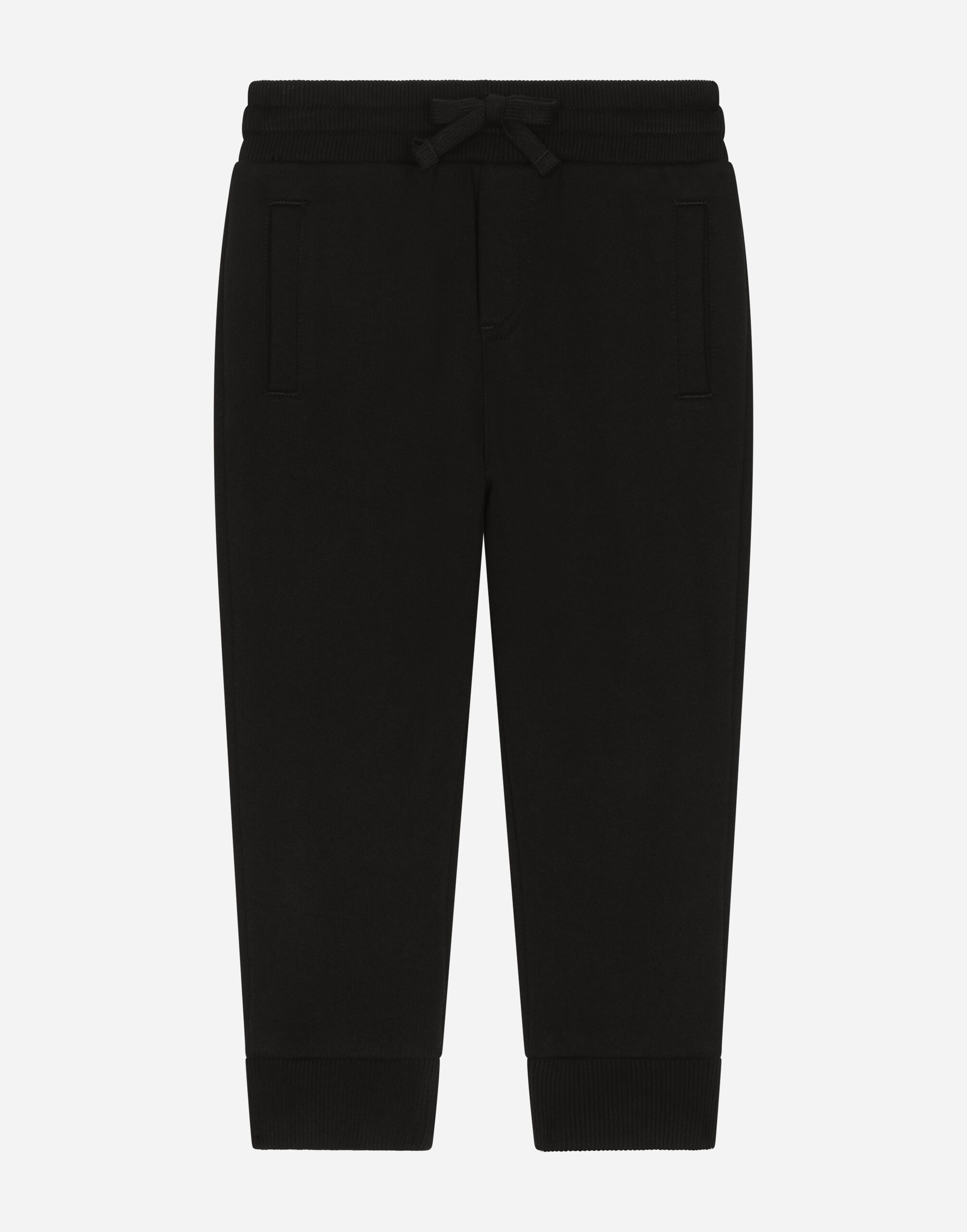 Dolce & Gabbana Jersey jogging pants with logo tag Negro L42Q37LDC28