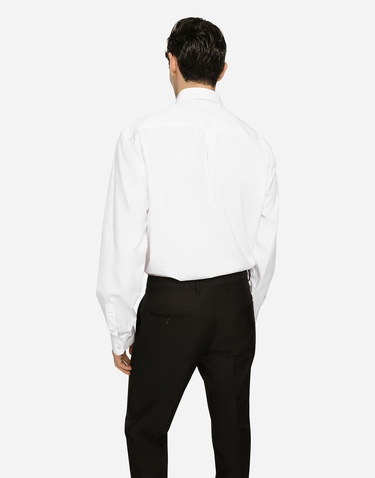 Dolce & Gabbana Cotton Martini-fit shirt with embroidery White G5JG4ZFU5EW