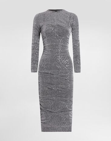 Dolce & Gabbana Vestido longuette drapeado de lentejuelas Plateado F6TMPTHLM4U