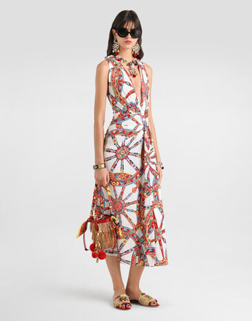 Dolce & Gabbana Carretto-print viscose jersey dres Dolce & Gabbana Carretto-print viscose jersey dres Multicolor F616ETHS7OQ
