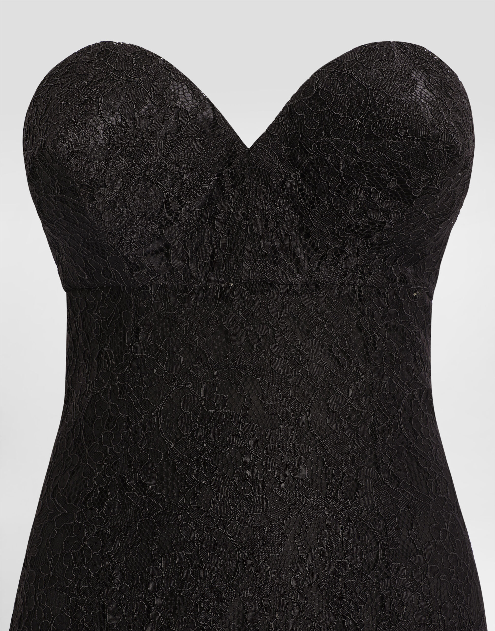 Strapless lace dress with conical cups in Black for Women
