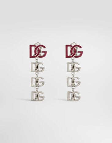 Dolce&Gabbana Long earrings with two-tone DG multi-logo Silver WEP6L9W1111