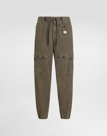 Dolce & Gabbana Resin-coated gabardine trousers Green GP1F8THUMV1
