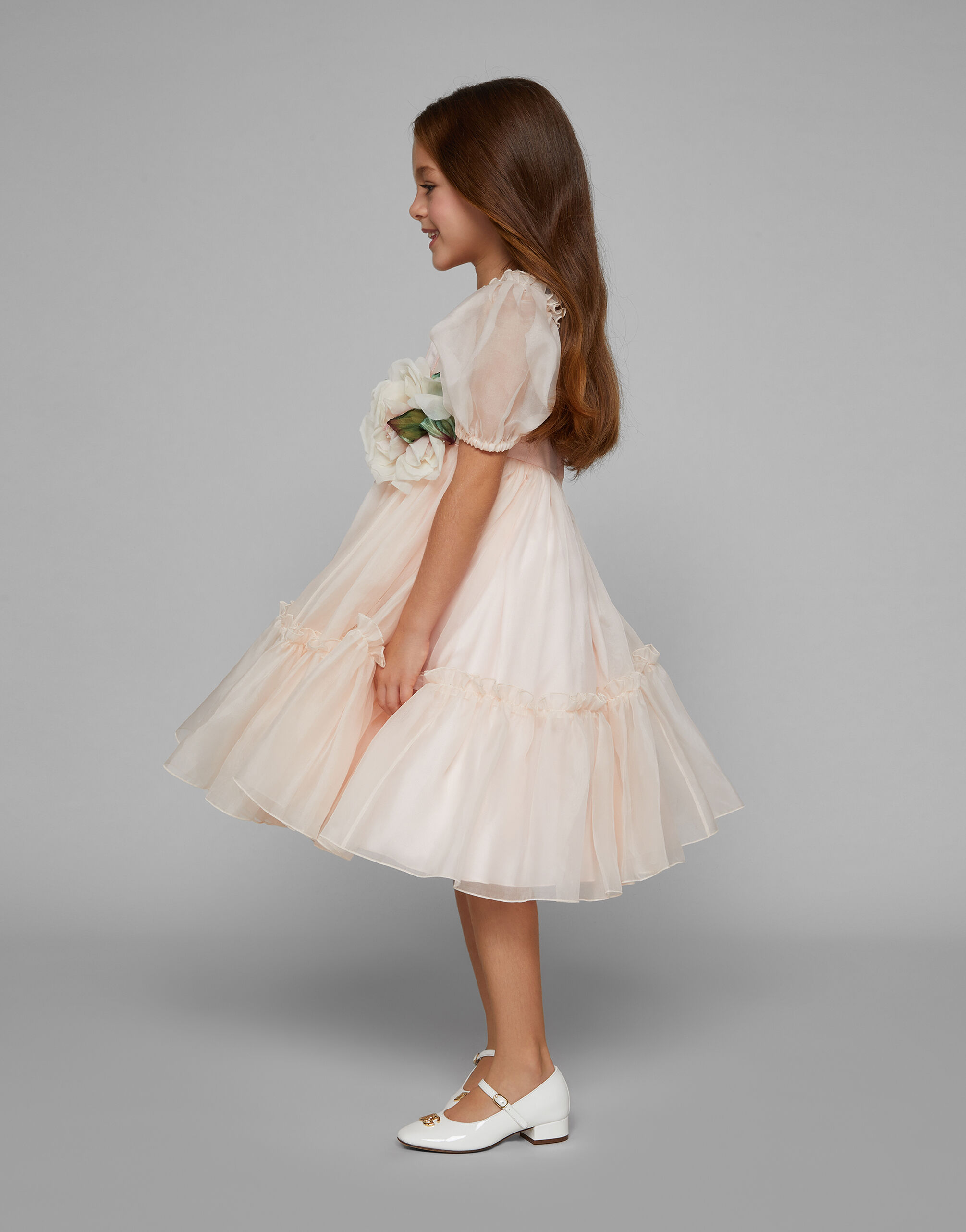 Patent leather ballet flats with heel in White for Girls