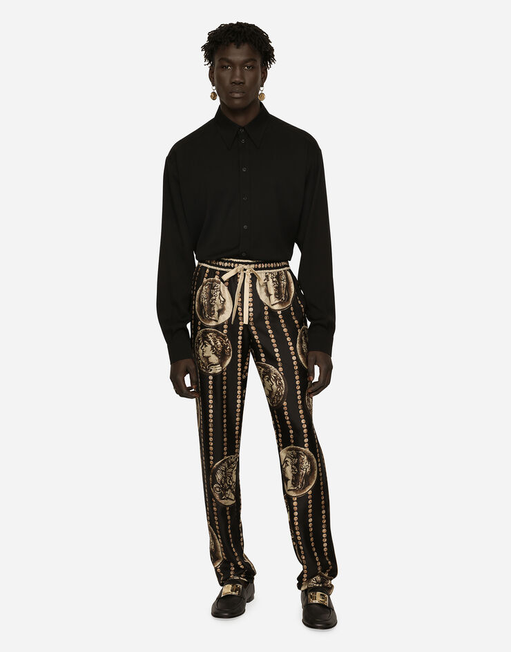 Dolce&Gabbana Oversized stretch silk shirt Black G5IT7TGG486