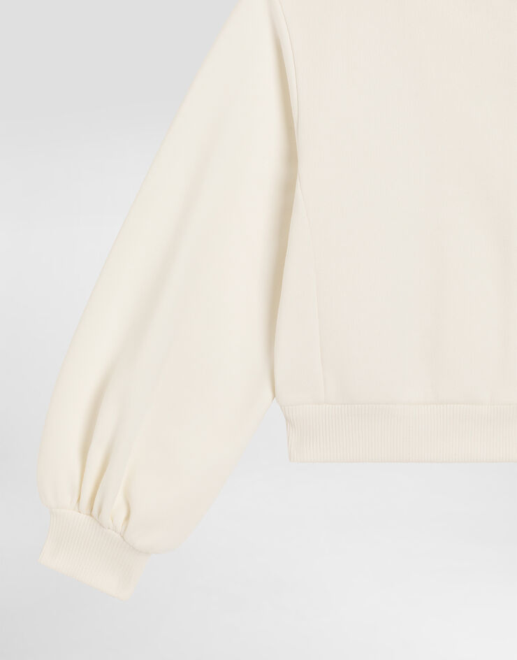 Dolce & Gabbana Hooded sweatshirt with DG embroidery and rhinestones White L5JWCWG7PVI