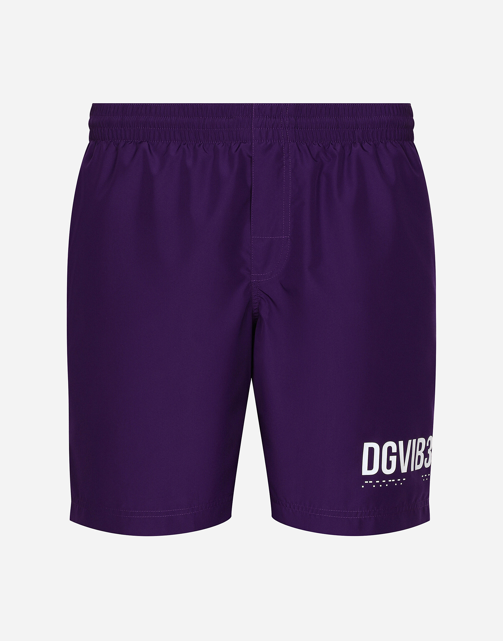Mid length swim trunks with DGVIB3 print and logo in Purple for
