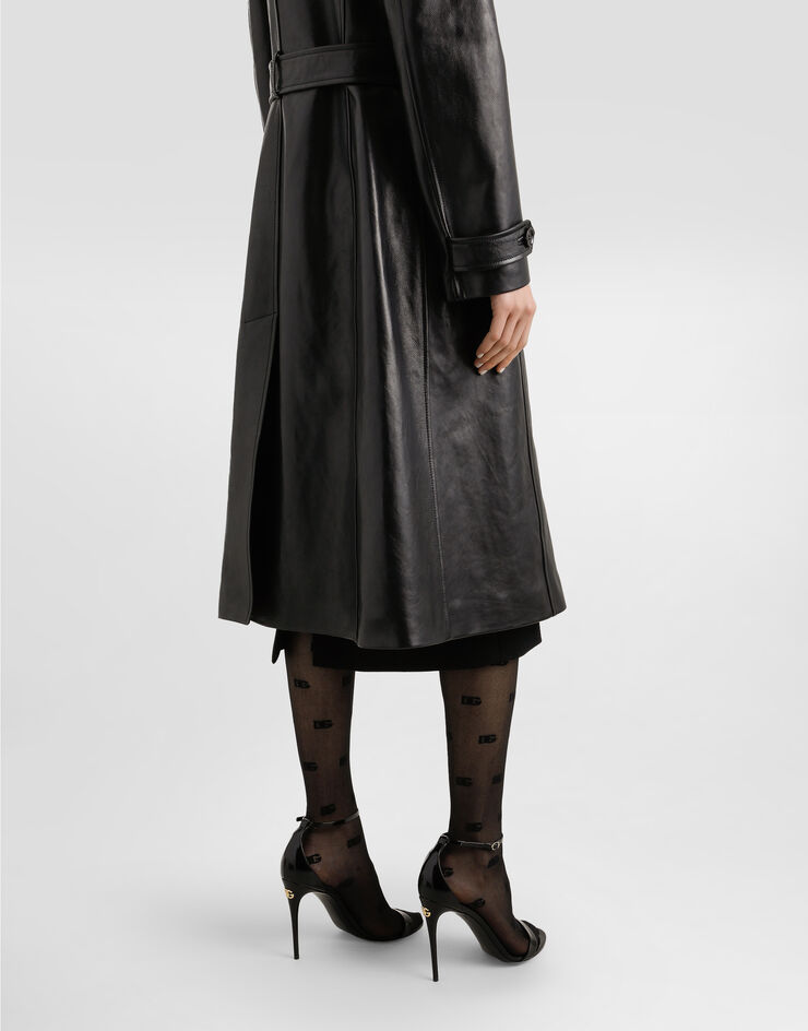 Dolce & Gabbana Single-breasted calf leather coat Black F0W4BLHULXX