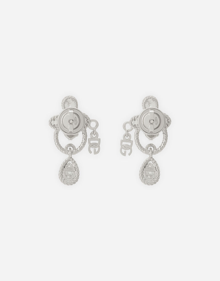 Dolce & Gabbana Ohrringe Easy Diamond aus Weißgold 18 kt und Diamanten Weiss WEQD2GWDIA1