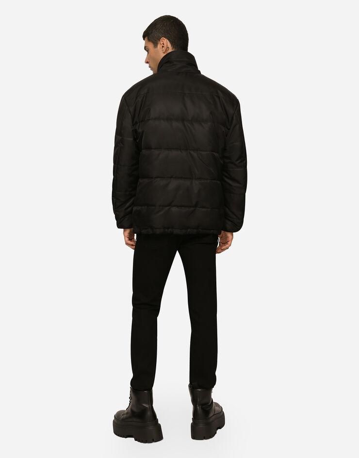 Dolce & Gabbana Nylon high-necked jacket with branded tag Black G9ZY3TFUSXV