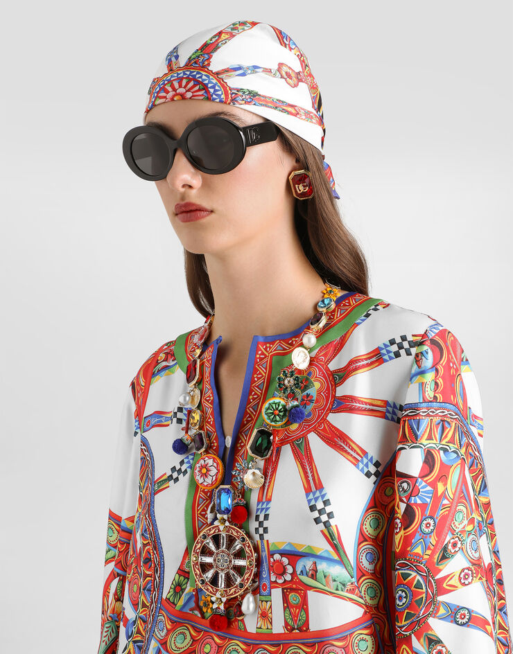 Dolce & Gabbana Carretto-print twill kaftan dress Dolce & Gabbana Carretto-print twill kaftan dress Multicolor F6YD7TGDDTI