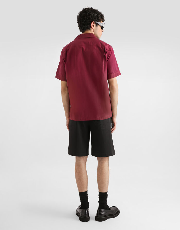 Dolce & Gabbana Chemise Hawaii en coton avec plaquette à logo Bordeaux G5JH9TGF855