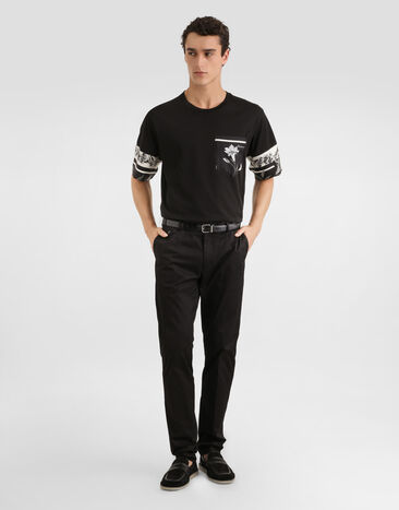 Dolce & Gabbana 프린트 코튼 실크 티셔츠 Black G8SB2TG7PZJ