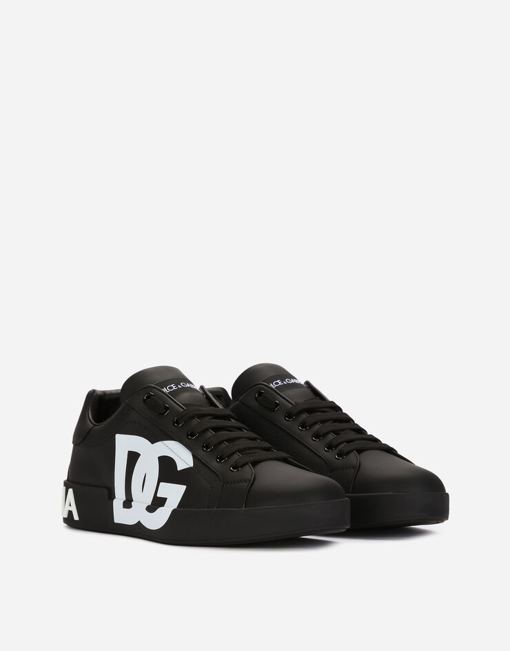 Dolce & Gabbana Calfskin nappa Portofino sneakers with DG logo print Black CS1772AC330