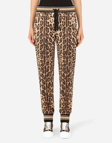 Dolce & Gabbana Jersey jogging pants with leopard print Multicolor I3ABKWG7BPV