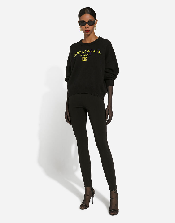 Dolce & Gabbana Jersey-Leggings aus Milano Ripp mit Steg Schwarz FTC2HTFUGN7