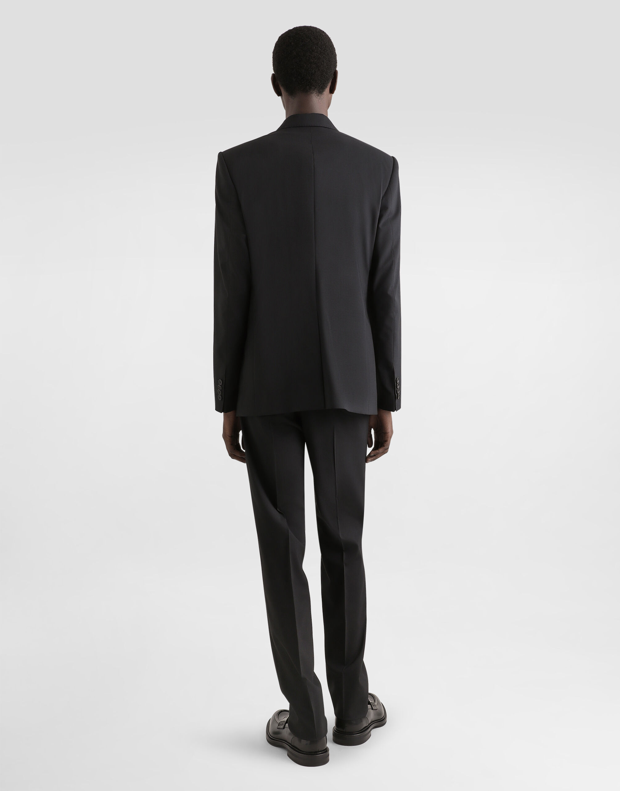 Wool polo-shirt with branded tag in Black for Men
