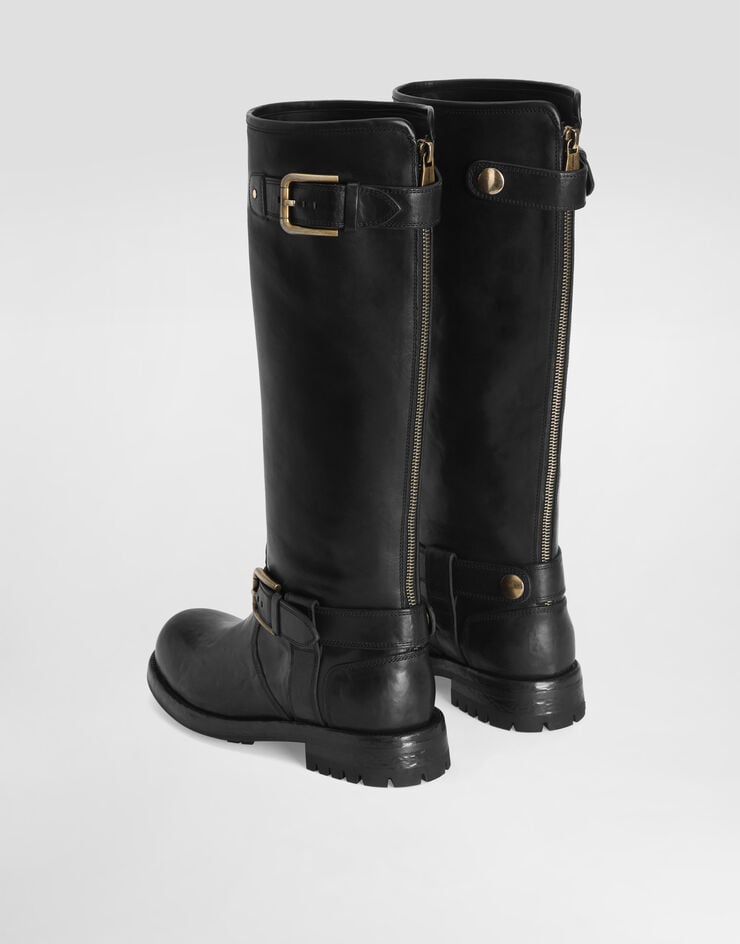 Dolce & Gabbana Calfskin biker boots Black CU1213AW352