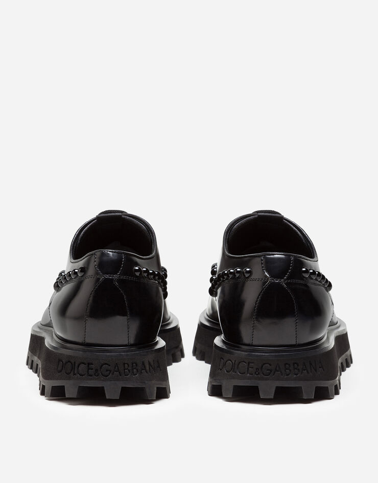 Dolce & Gabbana DERBY IN ANTIK CALFSFKIN WITH EMBROIDERY AND EXTRA LIGHTWEIGHT BOTTOM NERO A10524AJ805
