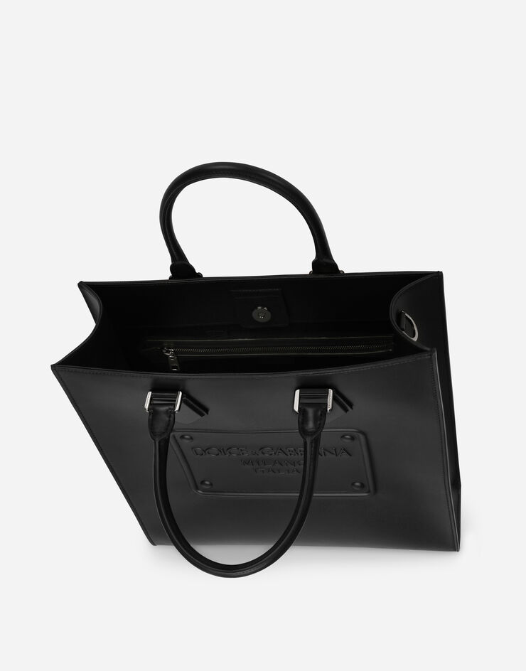 Dolce&Gabbana Calfskin tote bag with raised logo Black BM2273AG218
