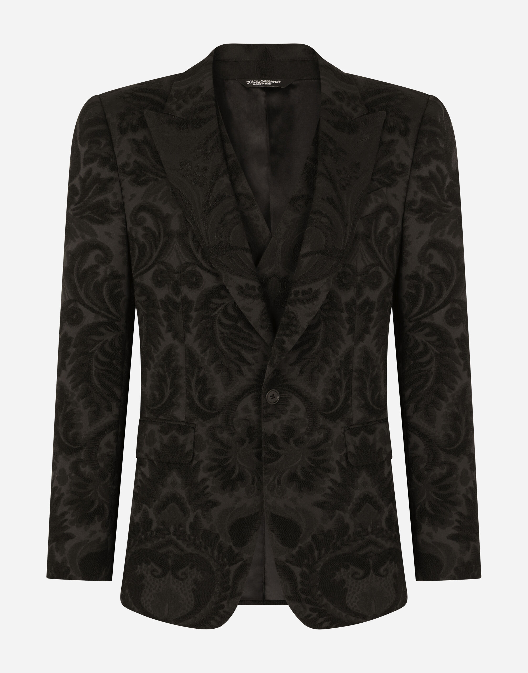 Three-piece Sicilia-fit suit in stretch jacquard in Black for Men