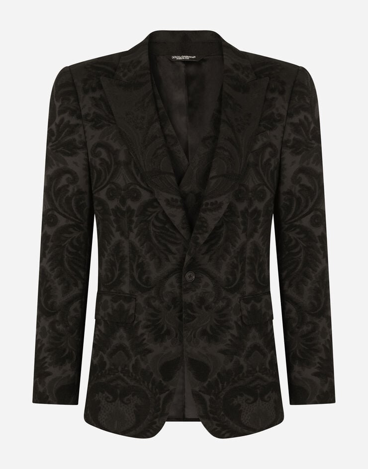 Dolce & Gabbana Three-piece Sicilia-fit suit in stretch jacquard Black GKEJMTFJREA