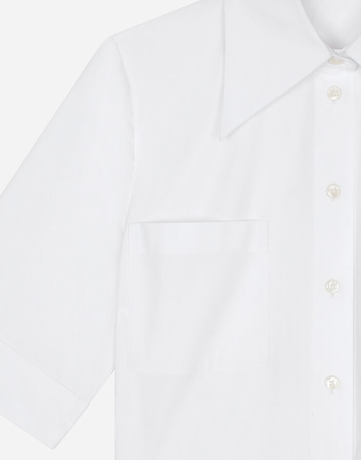 Dolce & Gabbana Kurze Bluse aus Baumwolle Weiss F5S04TFU5T9