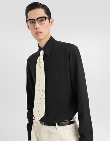 Dolce & Gabbana Crêpe de chine gold shirt Black G5PD7TFU1P8