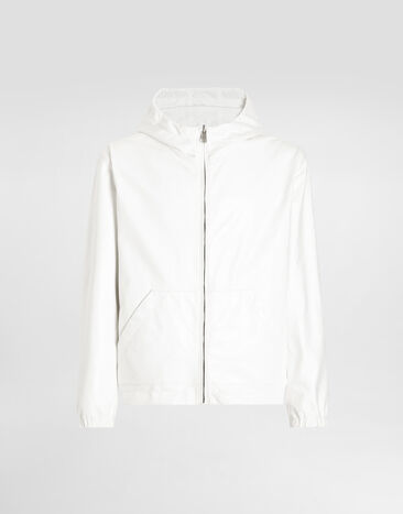 Dolce & Gabbana Leather and fabric jacket with reversible hood White G9BKULGJ022