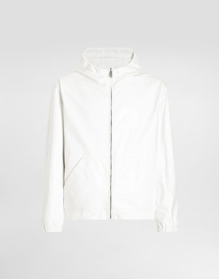 Dolce & Gabbana Jacke aus Leder und Textil mit Wendekapuze Weiss G9BKULGJ022